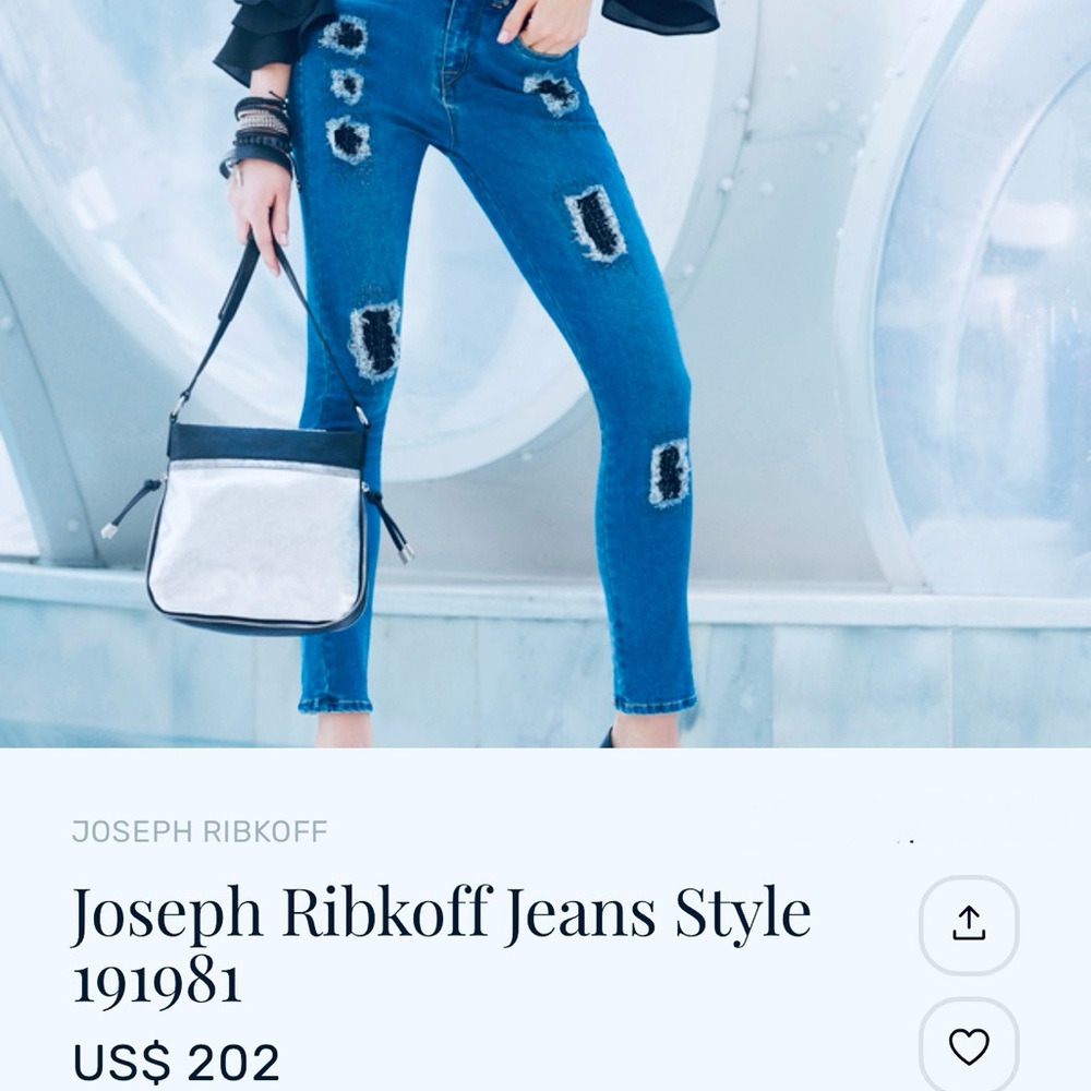 Joseph Ribkoff Distressed Blue Ankle Jeans